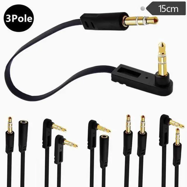 Alt view image 3 of 3 - High elastic flat computer projection laptop TV output power amplifier speaker DC3.5 male and female bend audio extension cable Level 3 Father-in-law straight head 15CM