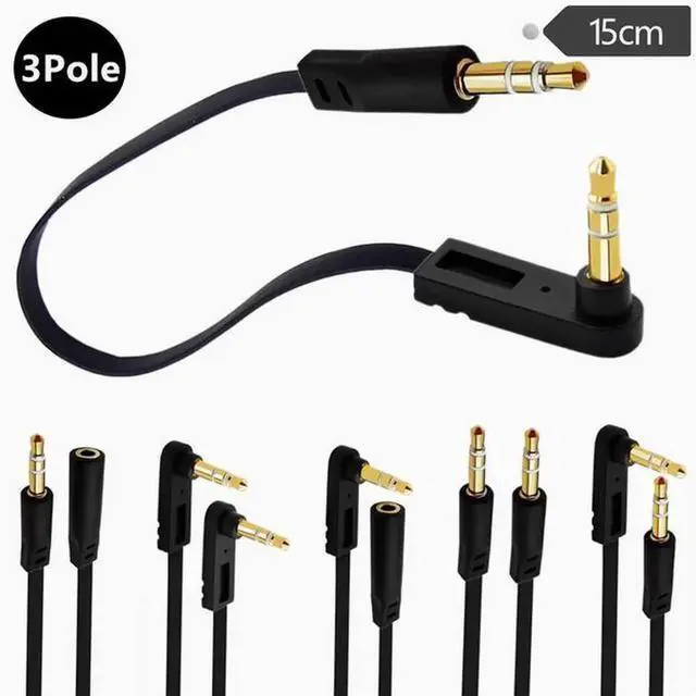 Alt view image 2 of 3 - High elastic flat computer projection laptop TV output power amplifier speaker DC3.5 male and female bend audio extension cable Level 3 male and female straight head 15CM