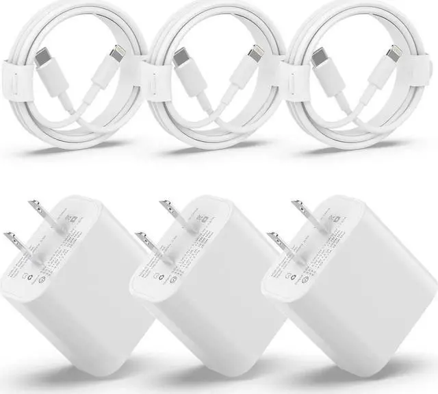 Main image of USB C Charger Phone Charger Fast Charging 3Pack 20W Type C Wall Charger Block with 6FT Long USB C to Lightning Cable Compatible for iPhone 14Pro/13 Pro/12/12 Pro Max/11/XS Max/XS/XR/X/8