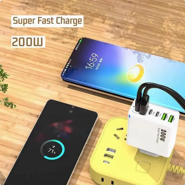 Alt view image 2 of 4 - 200W charger 3USB Multi-interface type-c mobile phone 120W charger Super Quick charge 65W
