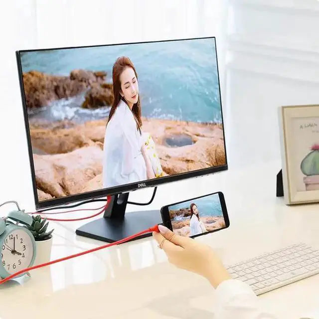 Alt view image 2 of 2 - Mobile phone to TV with the same screen cable Computer cable typec to HDMI video converter usb projection cable White