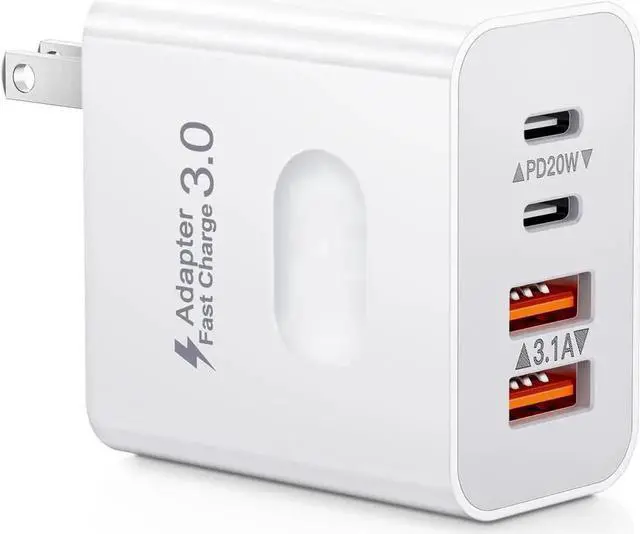 Main image of USB C Charger Block 40W 4-Port USB-C Wall Charger Fast Charging Dual Port USBC Power Adapter+Double USB Wall Plug Multiport Brick Type C Block for iPhone 15 14 13 12 11 Pro Max XS XR iPad