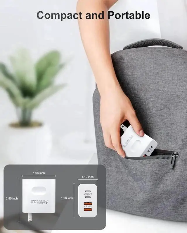 Alt view image 6 of 7 - USB C Charger Block 40W 4-Port USB-C Wall Charger Fast Charging Dual Port USBC Power Adapter+Double USB Wall Plug Multiport Brick Type C Block for iPhone 15 14 13 12 11 Pro Max XS XR iPad