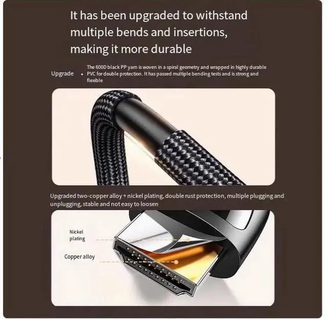 Alt view image 4 of 5 - 8k60HZ 4K240HZ high-definition cable hdmi 2.1 connects to a computer, TV and 4k240hz monitor screen cable