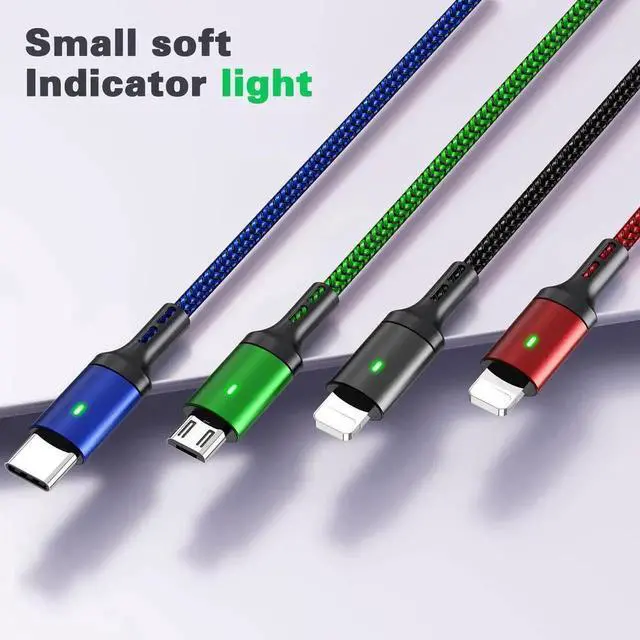 Alt view image 7 of 7 - Multi Charging Cable [10ft 2Pack] Fast Multi Charger Cable Braided 4 in 1 Multiple USB Cable Universal Charging Cord with IP/Type C/Micro USB Port for Cell Phones/IP//Ps/LG/Tablets/More