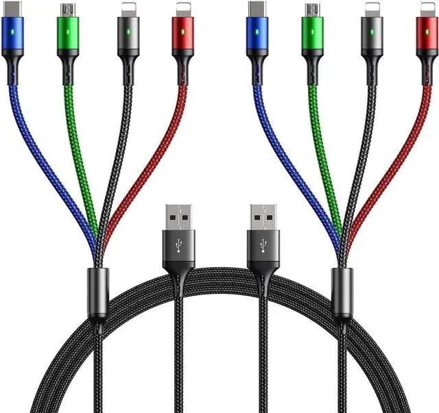 Main image of Multi Charging Cable [10ft 2Pack] Fast Multi Charger Cable Braided 4 in 1 Multiple USB Cable Universal Charging Cord with IP/Type C/Micro USB Port for Cell Phones/IP//Ps/LG/Tablets/More