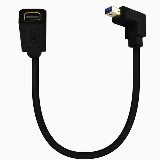 Main image of Gold plated 1.4 Mini DP male to female extension cable 8K Elbow Mini DisplayPort HD cable Down Angle