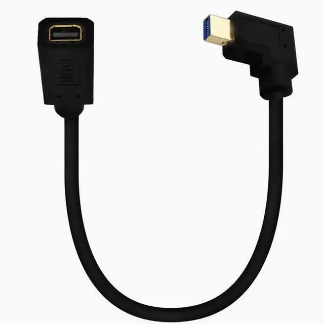Alt view image 2 of 6 - Gold plated 1.4 Mini DP male to female extension cable 8K Elbow Mini DisplayPort HD cable