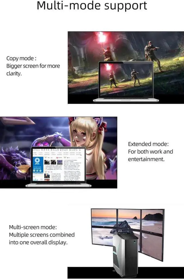 Alt view image 6 of 7 - 8K DisplayPort to HDMI Cable 6.6ft,Uni-Directional DP 1.4 to HDMI 2.1 Cable (32.4Gbps, 8K@30Hz, 4K@120Hz), Compatible for Lenovo ASUS Dell HP Insignia Samsung