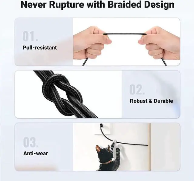 Alt view image 2 of 3 - Cat 8 Ethernet Cable 6.83FT, High Speed Braided 40Gbps 2000Mhz Network Cord Cat8 RJ45 Shielded Indoor Heavy Duty LAN Cables Compatible for Gaming PC PS5 Xbox Modem Router 6.83FT/2m