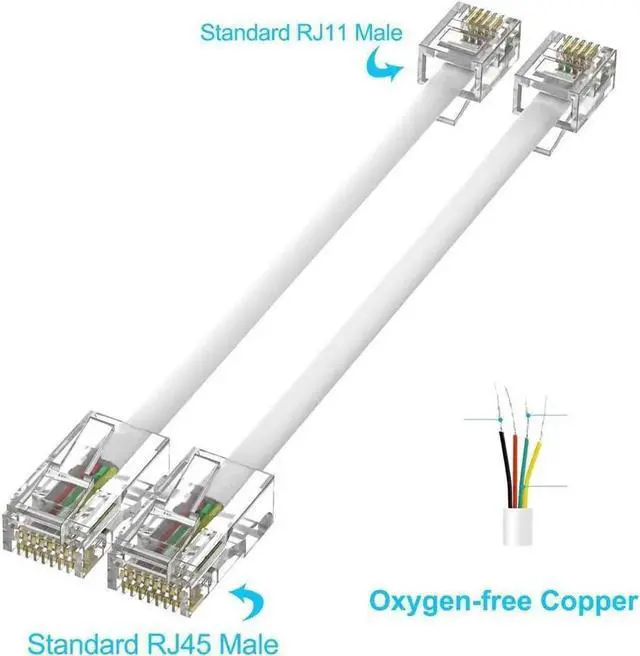 Alt view image 6 of 7 - RJ45 Female to RJ11 Male Adapter (2 Pack) Ethernet to Phone Line RJ45 8P8C Female to RJ11 6P4C Male Converter Adapter Cable