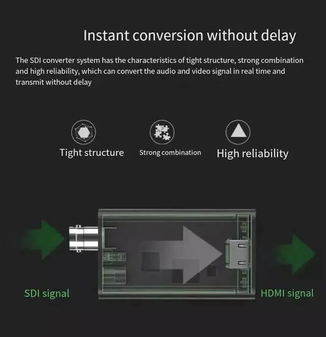 Alt view image 3 of 7 - HDMI to SDI converter line computer audio and video 100 meters transmission 1080P/60Hz broadcast grade HD TV engineering grade signal to 3G/HD-SDI