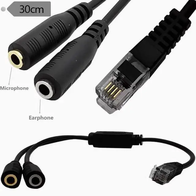 Main image of 4P4C Crystal Head RJ9 Headphone conversion Dual 3.5MM computer plug Telephone converter Telephone headphone conversion cable RJ9 to 2 3.5C