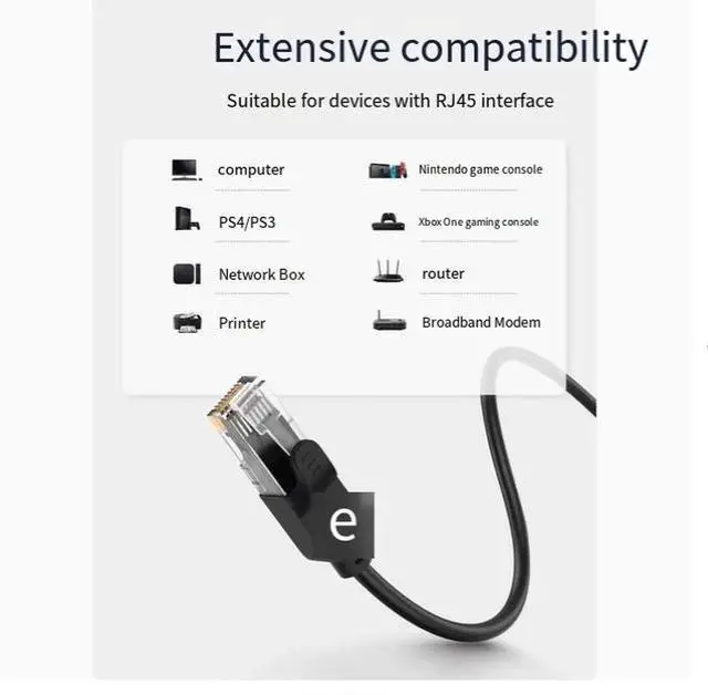 Alt view image 2 of 2 - Home Super 6 Category Gigabit router, high-speed computer host broadband connection cable, indoor and outdoor engineering pre-embedded decoration network cable 16.4 ft. Black
