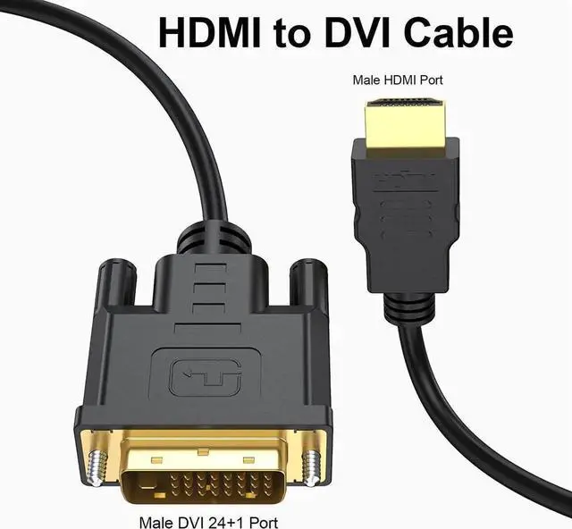 Alt view image 2 of 7 - HDMI to DVI Cable 6 FT Bidirectional DVI-D to HDMI Male to Male High Speed Adapter Cable Support 1080P Full HD
