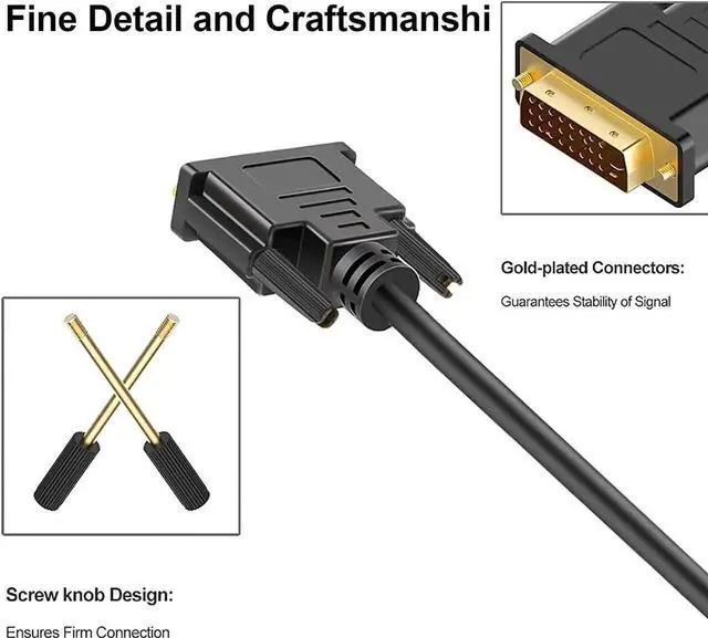 Alt view image 3 of 7 - HDMI to DVI Cable 6 FT Bidirectional DVI-D to HDMI Male to Male High Speed Adapter Cable Support 1080P Full HD