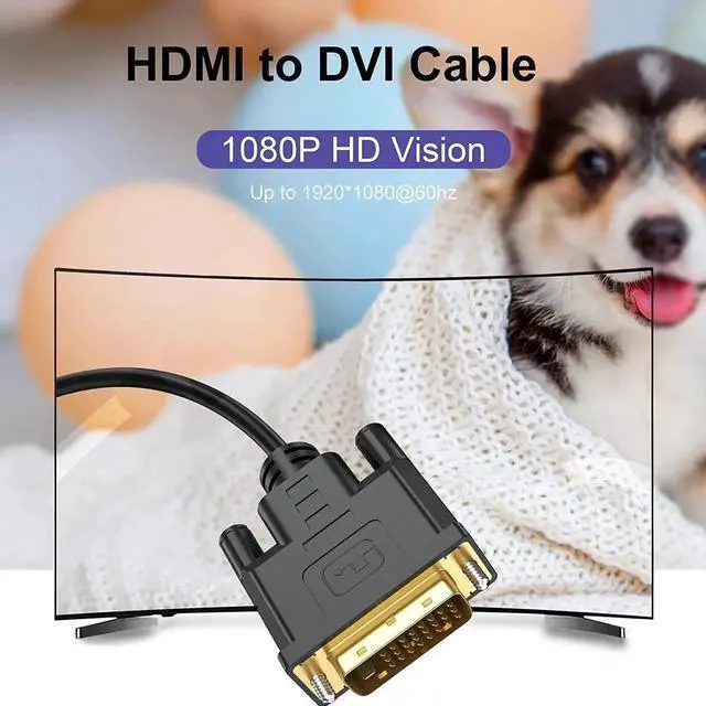 Alt view image 6 of 7 - HDMI to DVI Cable 6 FT Bidirectional DVI-D to HDMI Male to Male High Speed Adapter Cable Support 1080P Full HD