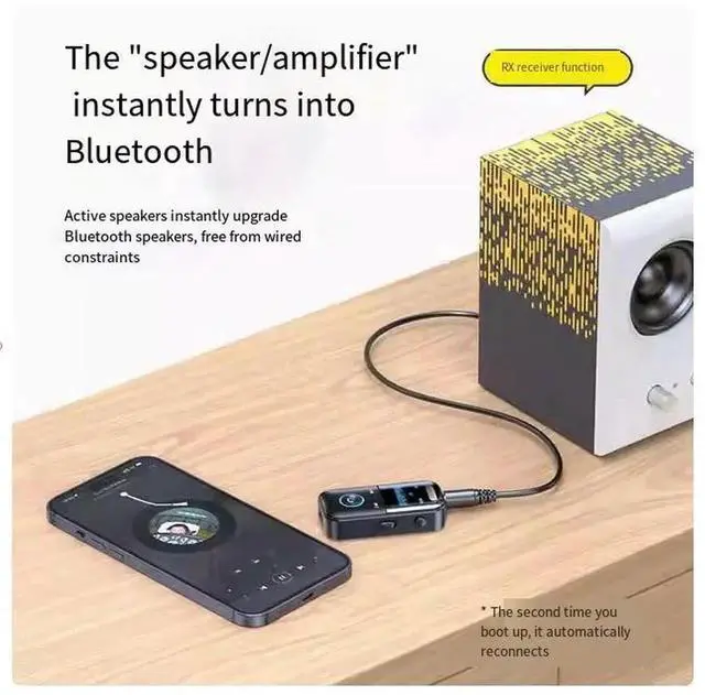 Alt view image 4 of 6 - Bluetooth 5.4 adapter, audio transmitter and receiver, wireless transmission, lossless call, AUX wired to wireless audio