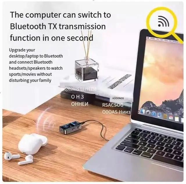 Alt view image 5 of 6 - Bluetooth 5.4 adapter, audio transmitter and receiver, wireless transmission, lossless call, AUX wired to wireless audio