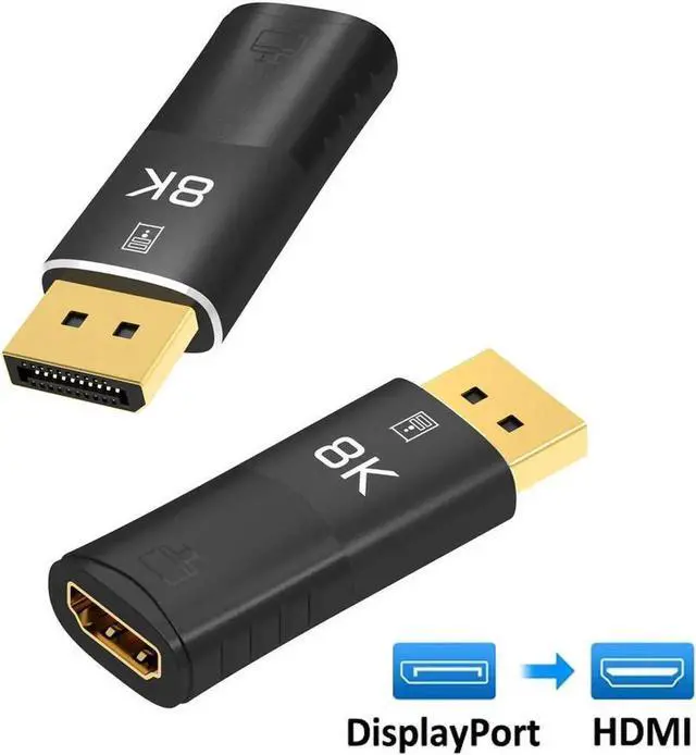 Main image of 8K DisplayPort to HDMI-compatible Adapter Coupler 8K@30Hz 4K@120Hz DP1.4 to HDMI2.1 Male to Female Cable Extension Extender Black