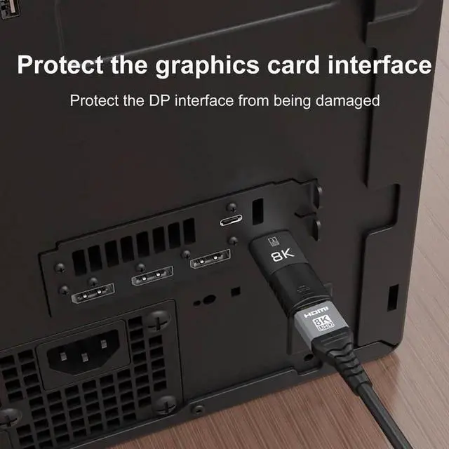 Alt view image 6 of 7 - 8K DisplayPort to HDMI-compatible Adapter Coupler 8K@30Hz 4K@120Hz DP1.4 to HDMI2.1 Male to Female Cable Extension Extender Black