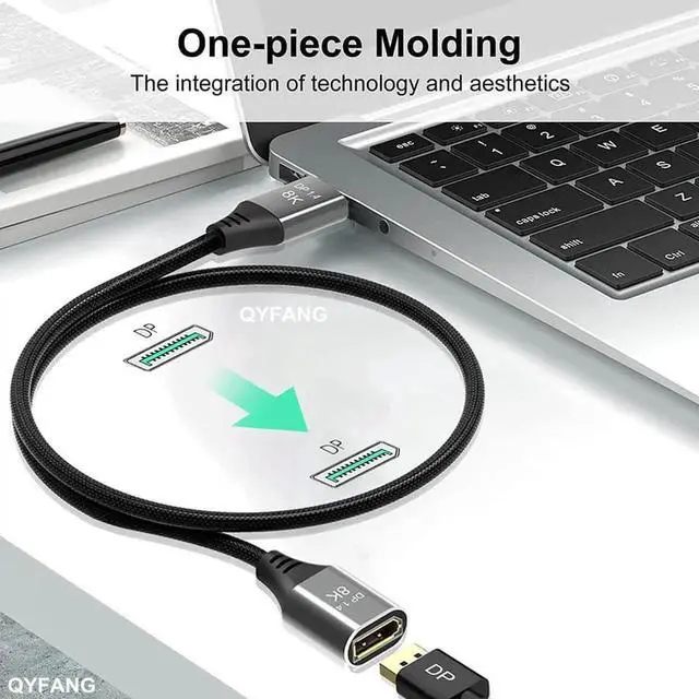 Alt view image 2 of 7 - 8K DisplayPort 1.4 Extension Cable 6.6Feet, DP to DP(Male to Female) Extension Cable,Male to Female,Supports 8K@60Hz,4K@144Hz High Speed 32.4Gbps HDCP 3D For Laptop/PC/Gaming Monitor/TV