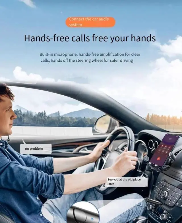 Alt view image 6 of 7 - Bluetooth 5.3 receiver, AUX car Bluetooth hands-free call navigation, wireless audio headphone, headset adapter