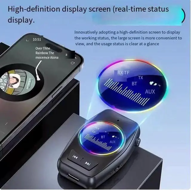 Alt view image 3 of 6 - 5.4AUX Bluetooth receiver, wireless audio receiver, Bluetooth receiving and transmitting two-in-one car adapter, supports TF card playback