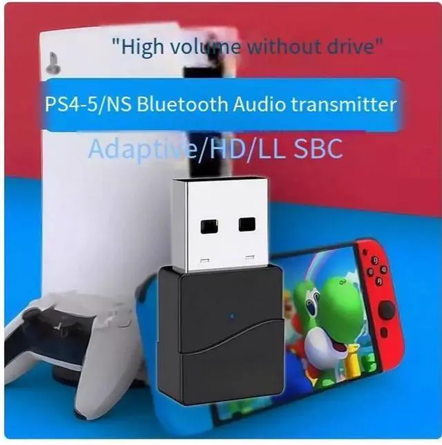 Alt view image 2 of 5 - PS5 Bluetooth compatible PS4/5.2 audio transmitter connects to computer games, TV to wireless headphones and speakers