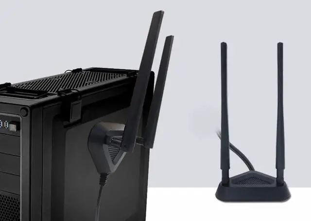 Alt view image 3 of 5 - 2.4GHz 5GHz Dual Band 8 dBi WiFi Antenna, Omni SMA WiFi Antenna Magnetic Base with 4 ft Extension Cable