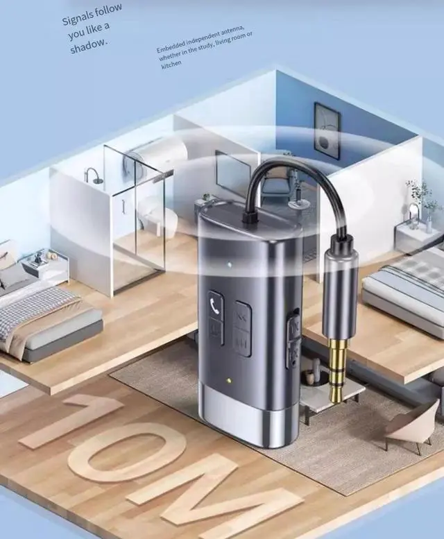 Alt view image 4 of 6 - Bluetooth 5.4 Receiver and transmitter, hands-free aux two-in-one wireless transmitter for aircraft fitness TV