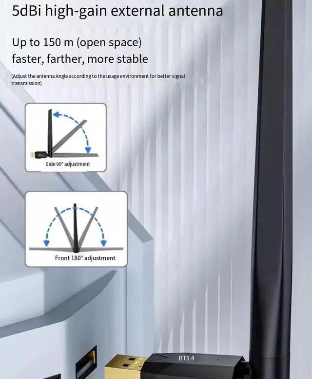Alt view image 5 of 6 - USB Bluetooth adapter, computer Bluetooth 5.4 transmission module, drive desktop computer headphones to connect wirelessly for 150 meters