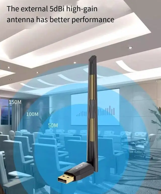Alt view image 4 of 6 - USB Bluetooth adapter, computer Bluetooth 5.4 transmission module, drive desktop computer headphones to connect wirelessly for 150 meters