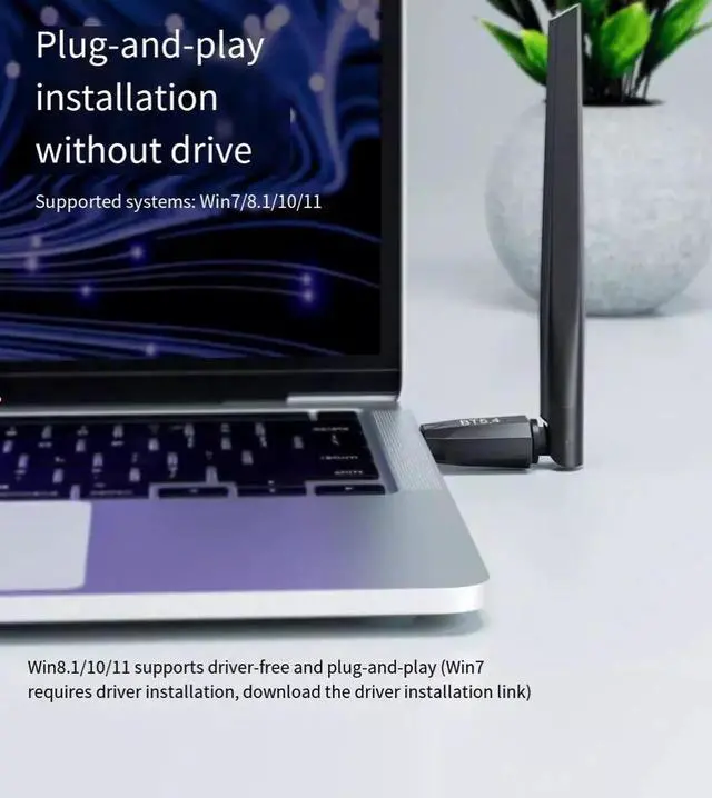 Alt view image 2 of 6 - USB Bluetooth adapter, computer Bluetooth 5.4 transmission module, drive desktop computer headphones to connect wirelessly for 150 meters