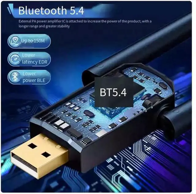 Alt view image 6 of 6 - USB Bluetooth adapter, computer Bluetooth 5.4 transmission module, drive desktop computer headphones to connect wirelessly for 150 meters