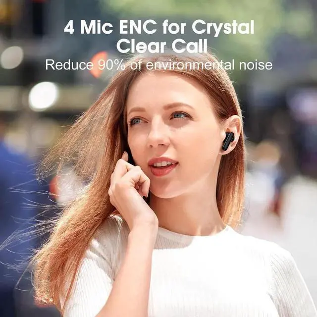 Alt view image 4 of 5 - QCY T13 ANC Active Noise Cancelling Wireless Earbuds, Bluetooth 5.3 Headphones with 30H Playtime Charging Case, IPX5 Waterproof Ear buds for iPhone and Android, Black