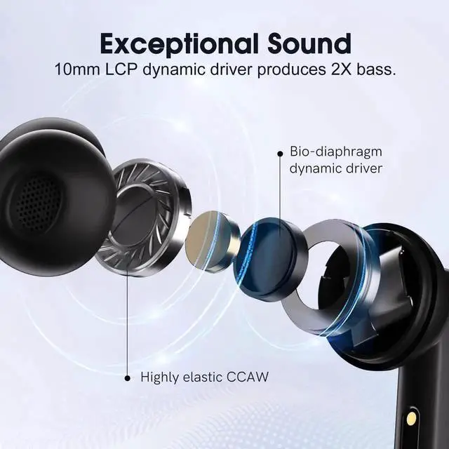 Alt view image 3 of 5 - QCY T13 ANC Active Noise Cancelling Wireless Earbuds, Bluetooth 5.3 Headphones with 30H Playtime Charging Case, IPX5 Waterproof Ear buds for iPhone and Android, Black
