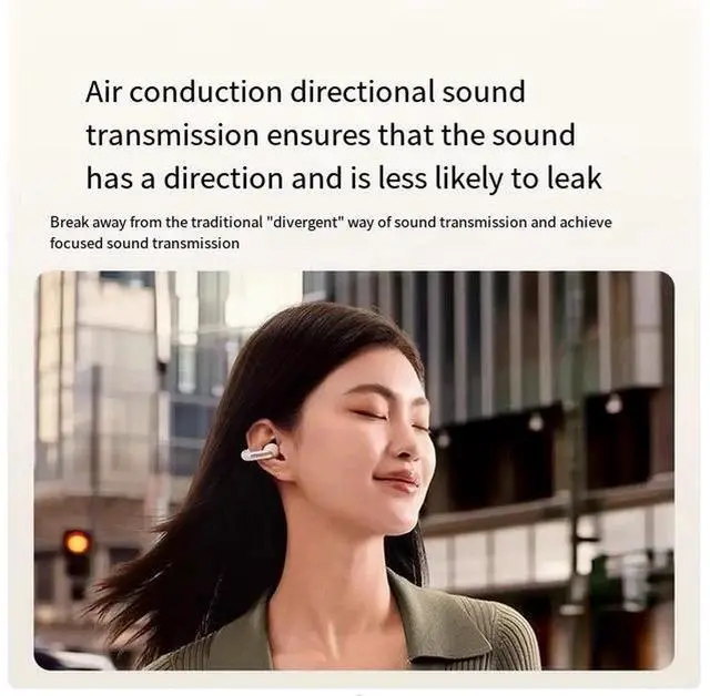 Alt view image 4 of 7 - S5 Bluetooth headphones feature an IPX5 waterproof wireless open sports ear clip with bone conduction function, suitable for Apple and Xiaomi devices White