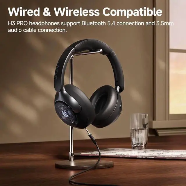 Alt view image 4 of 7 - QCY H3 PRO Adaptive ANC Wireless Headphones Over Ear, 50dB Active Noise Cancellation with Multiple Modes, LDAC Hi-Res Wireless Audio, 55H Playtime, Custom EQ via App, Bluetooth 5.4 Black