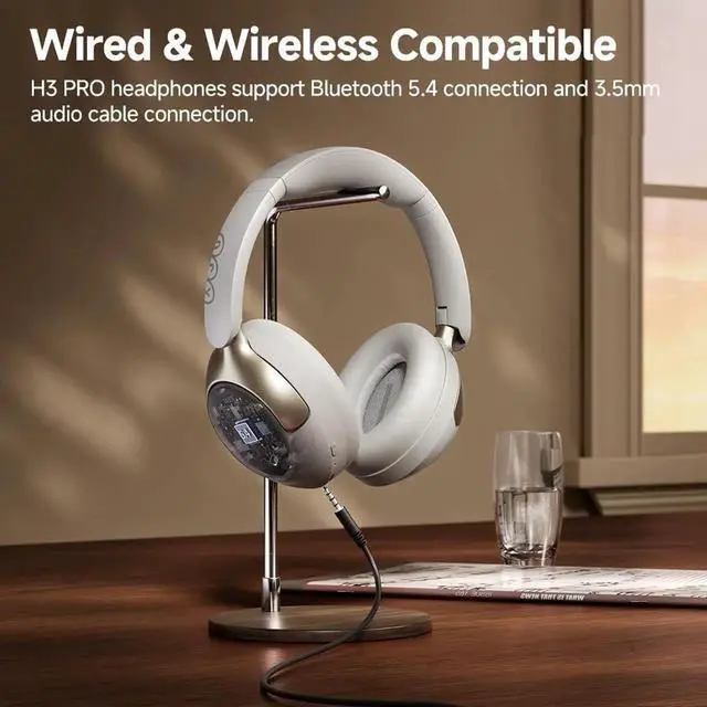 Alt view image 7 of 7 - QCY H3 PRO Adaptive ANC Wireless Headphones Over Ear, 50dB Active Noise Cancellation with Multiple Modes, LDAC Hi-Res Wireless Audio, 55H Playtime, Custom EQ via App, Bluetooth 5.4