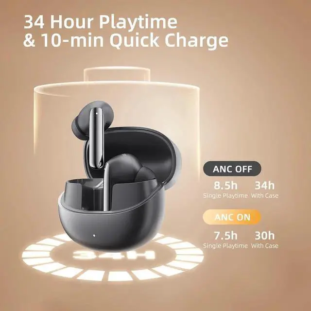 Alt view image 2 of 4 - QCY MeloBuds Pro Aadptive Hybrid Active Noise Cancelling Wireless Earbuds, Reduce Noise by Up to 99%, Bluetooth 5.3 Wireless LDAC Hi-Res Audio, 34H Playtime, Comfortable Fit, Custom EQ via App Black