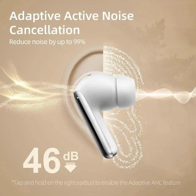 Alt view image 3 of 7 - QCY MeloBuds Pro Aadptive Hybrid Active Noise Cancelling Wireless Earbuds, Reduce Noise by Up to 99%, Bluetooth 5.3 Wireless LDAC Hi-Res Audio, 34H Playtime, Comfortable Fit, Custom EQ via App