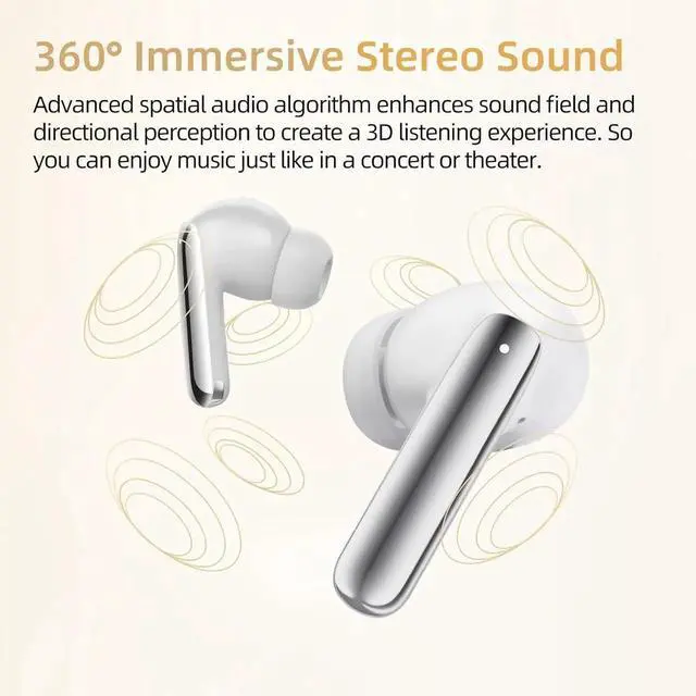 Alt view image 2 of 7 - QCY MeloBuds Pro Aadptive Hybrid Active Noise Cancelling Wireless Earbuds, Reduce Noise by Up to 99%, Bluetooth 5.3 Wireless LDAC Hi-Res Audio, 34H Playtime, Comfortable Fit, Custom EQ via App