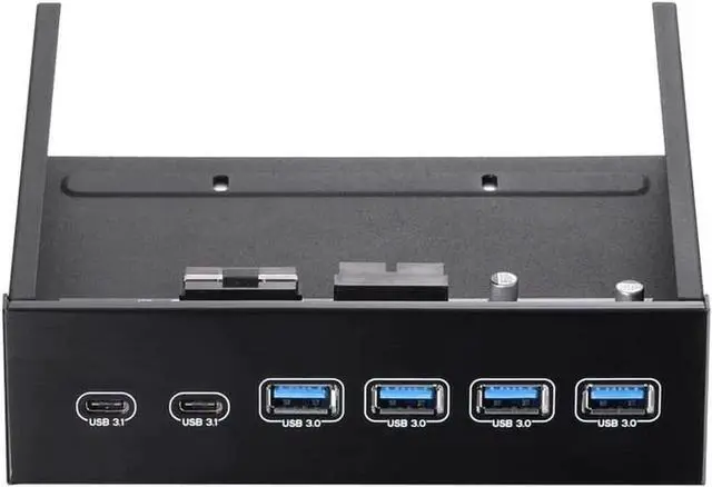 Alt view image 6 of 7 - 5.25" Front Bay USB HUB 2-Port USB 3.1 & 4-Port USB 3.0 High Speed 5Gbps USB Hub Front Panel Computer Case Optical Drive Bay Converter Hub