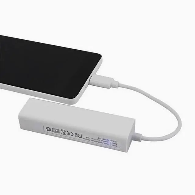 Alt view image 3 of 4 - Type-C 2.0 to Network cable HUB 100 Mbit no-drive Hub network card +USB 2.0 type-c to RJ45