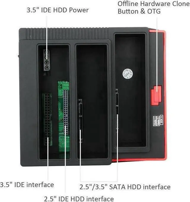 Alt view image 7 of 7 - HDD Docking Station IDE SATA Dual USB 3.0 Clone Hard Drive Card Reader 3-Bay