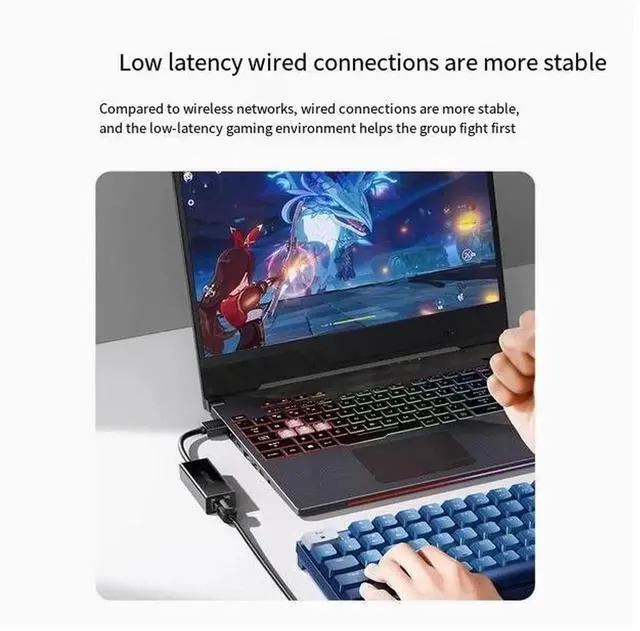 Alt view image 4 of 6 - USB to Network port Wired to rj45 connector Gigabit network Computer network Card typec Broadband converter Ethernet Cable Docking dock Suitable for desktop laptop mobile phone tablet Black