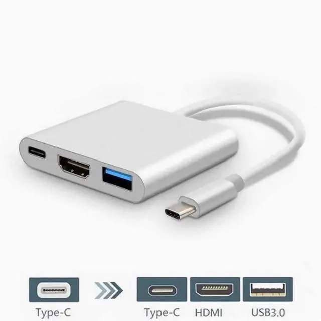 Alt view image 3 of 4 - type-c to hdmi 3-in-1 conversion cable usb3.0 Multi-function dock 4k aluminum converter