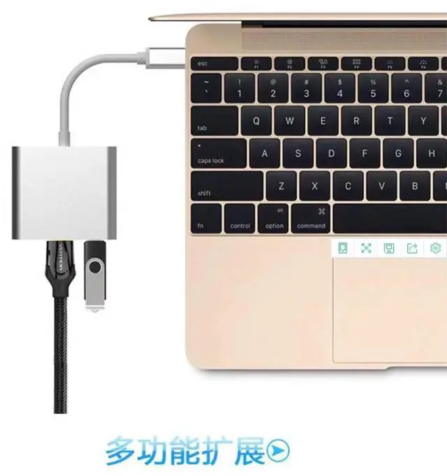 Alt view image 2 of 4 - type-c to hdmi 3-in-1 conversion cable usb3.0 Multi-function dock 4k aluminum converter