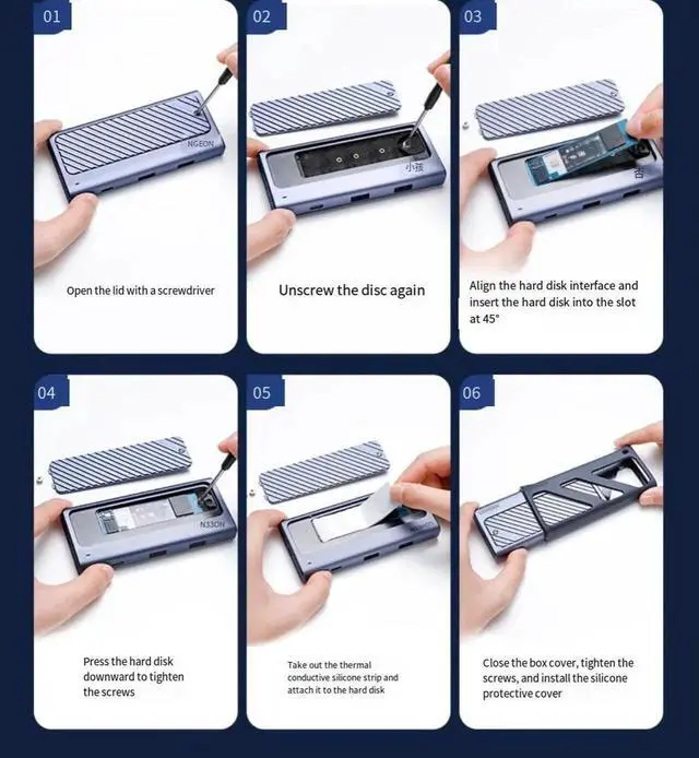 Alt view image 6 of 6 - m2 SSD box nvme/sata dual protocol typec External usb3.2 Mobile m.2 docking station